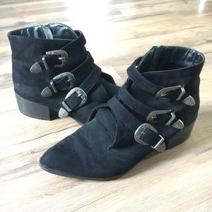 Boho booties with buckle hardware
